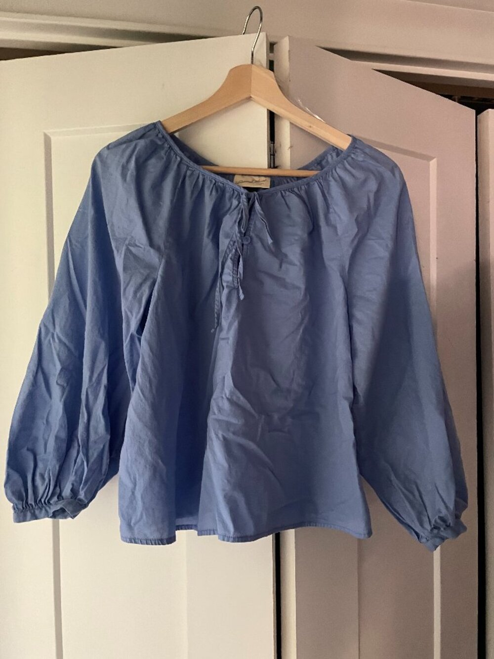 XS Universal Thread Blue Cotton Puff Sleeve Blouse